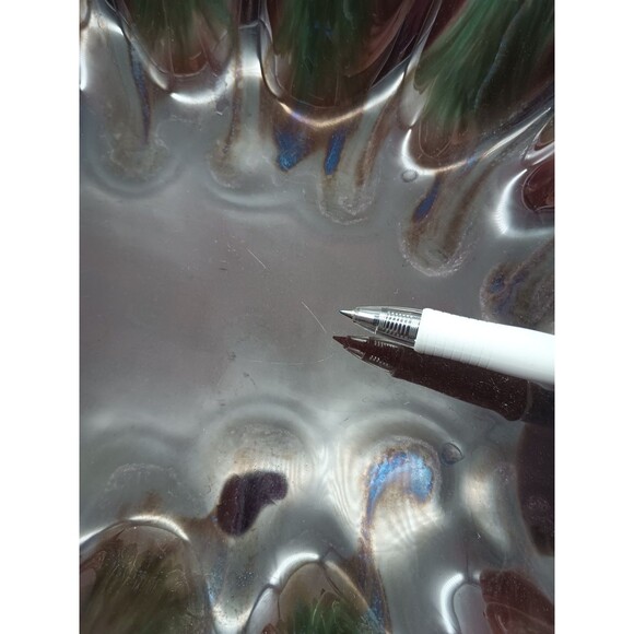 Royal Haeger Ruffle Dish Brown Green VTG Glaze R309 USA Scalloped Console - Picture 7 of 7